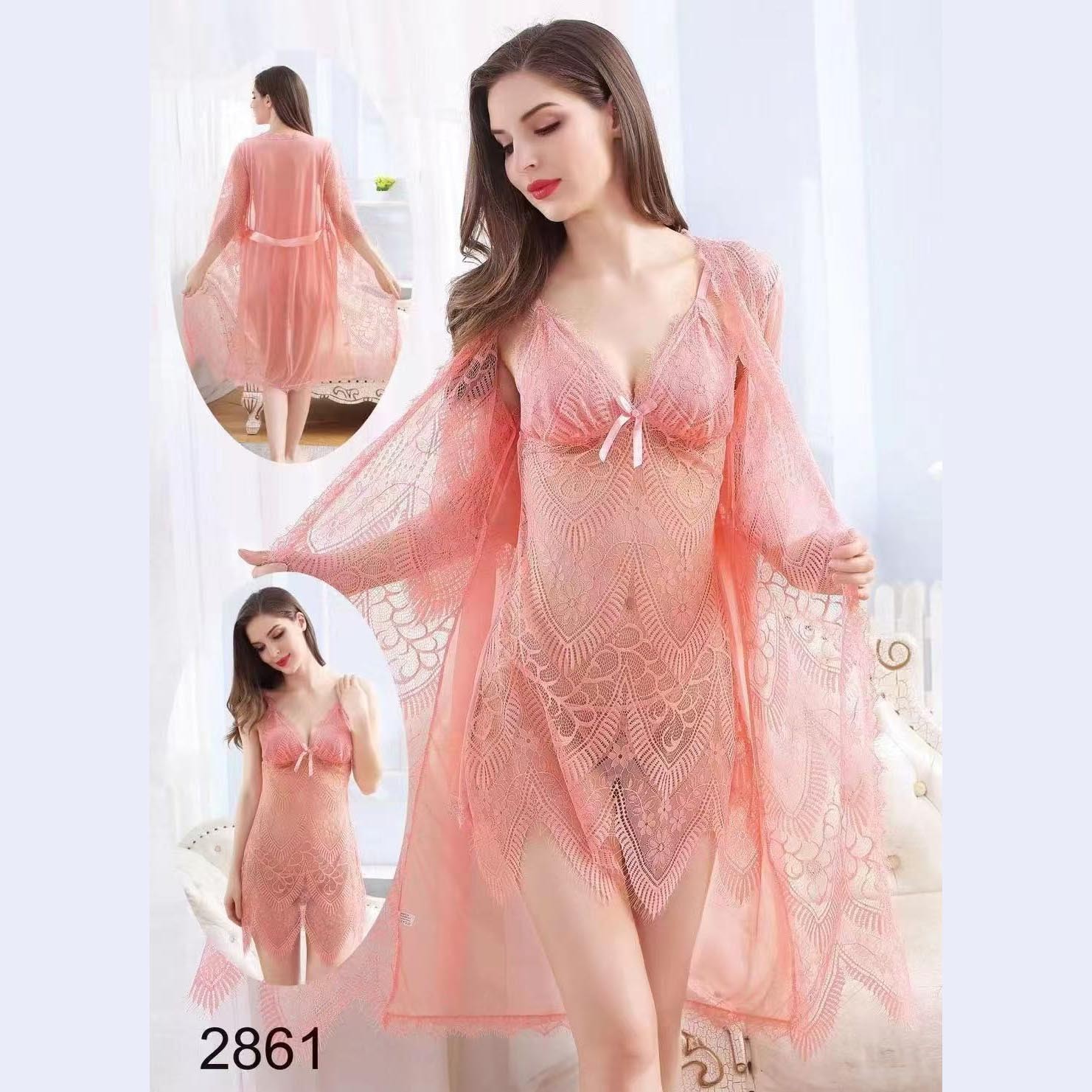 3 Part See Through Floral Nighty