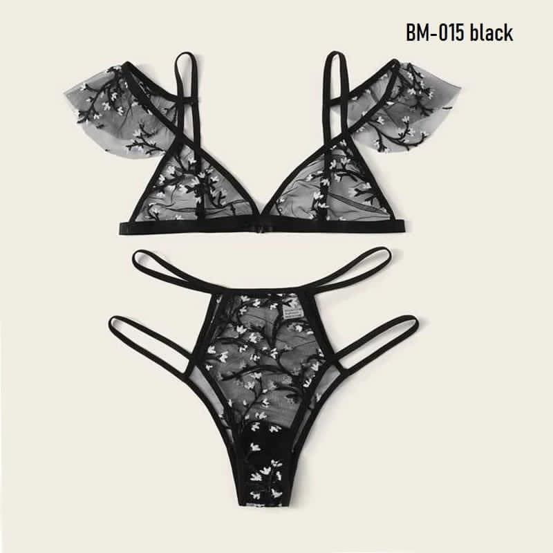 See Through Floral Bra Panty Set
