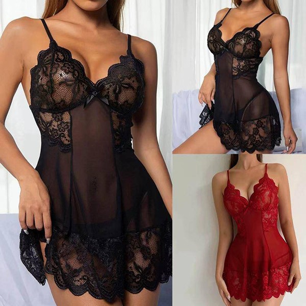 Flower vintage lace design see through nightwear